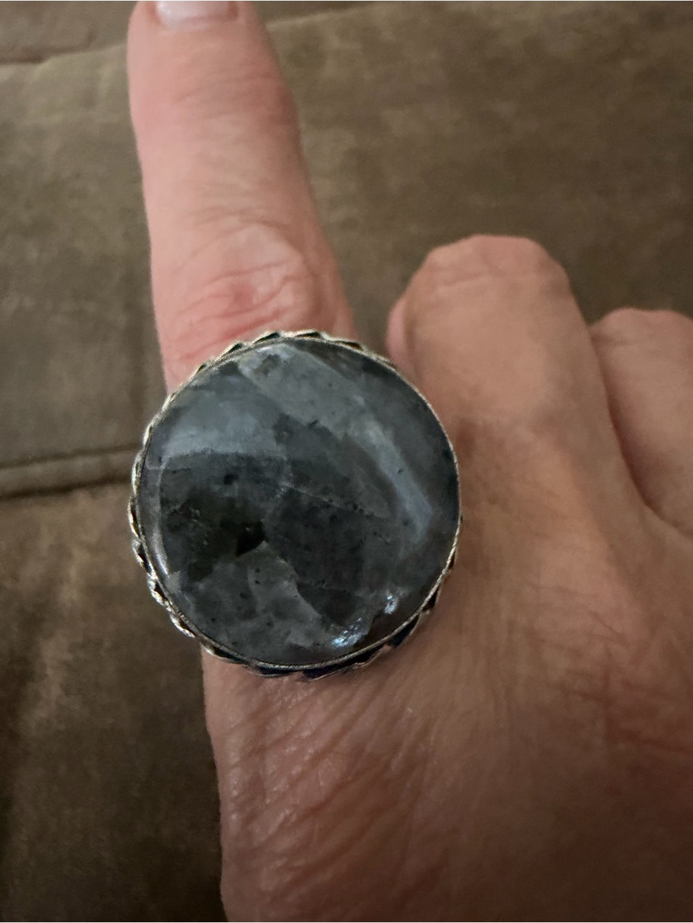 Silver Ring Labordarite Stone - Women's Statement Jewelry